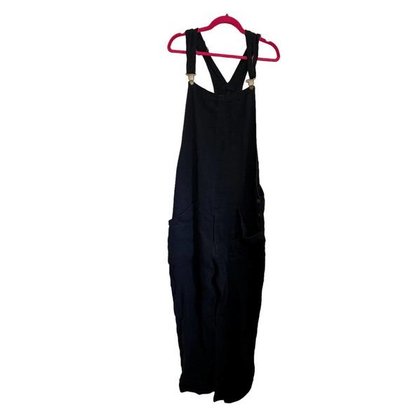 Matteo Los Angeles Pants Matteo Los Angeles Navy Blue Sanders Linen Oversized Overalls Sz